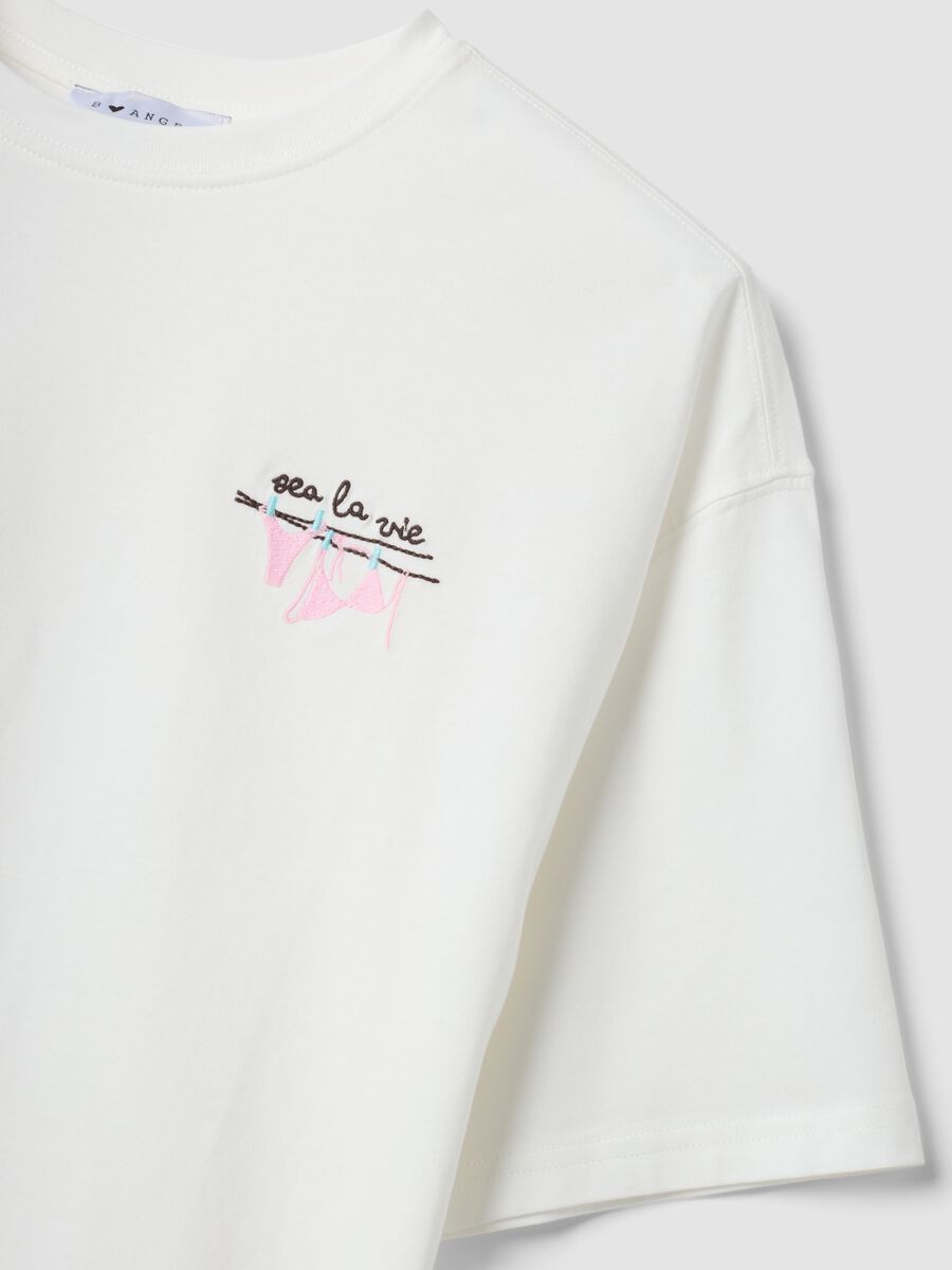 Camiseta blanca de algod&oacute;n puro de manga corta_1