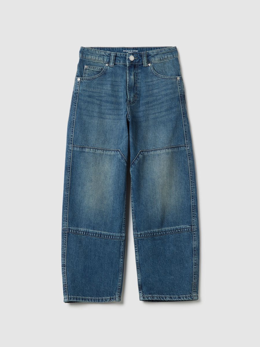 Boys' pure cotton denim carrot fit cargo jeans_3