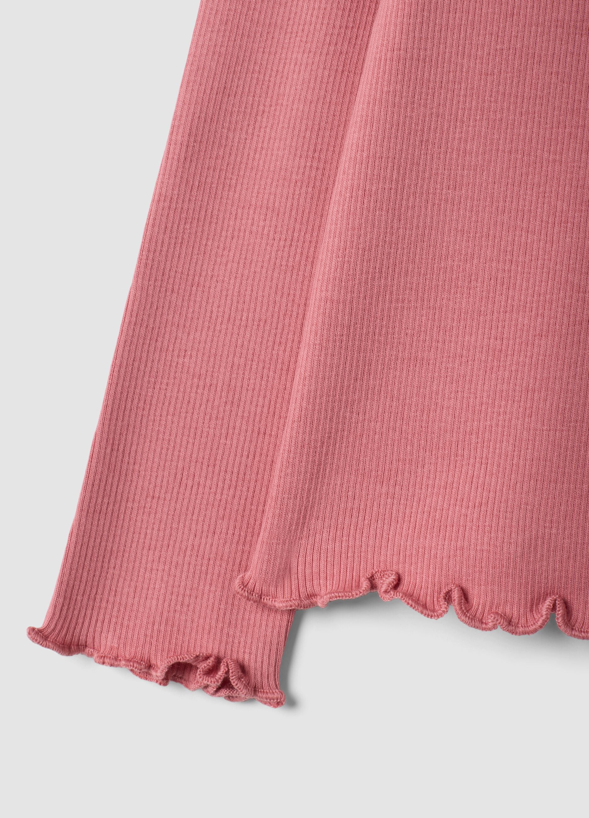 Rosa T-Shirt aus elastischer Bio-Baumwolle mit Stehkragen