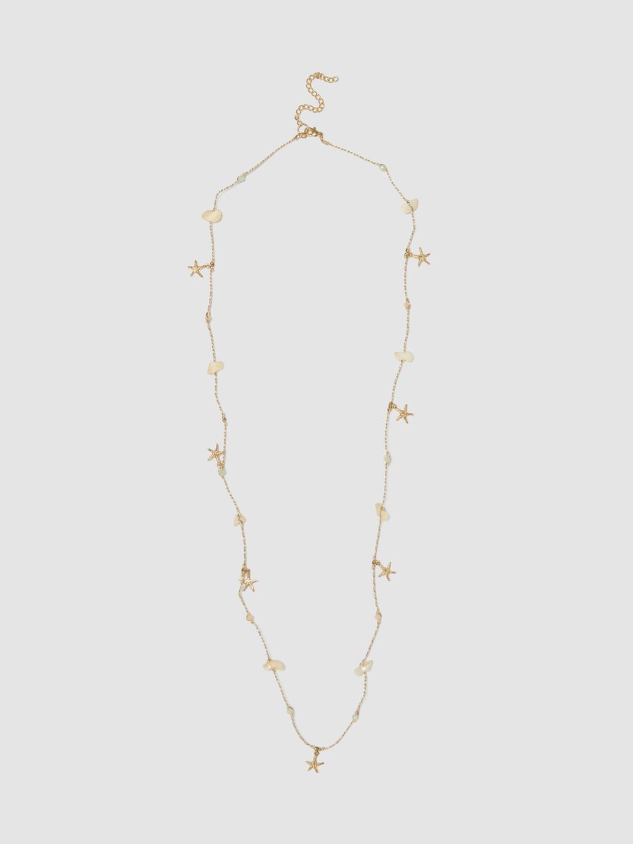 Beige Halskette mit maritimen Anh&auml;ngern und Steinen_1