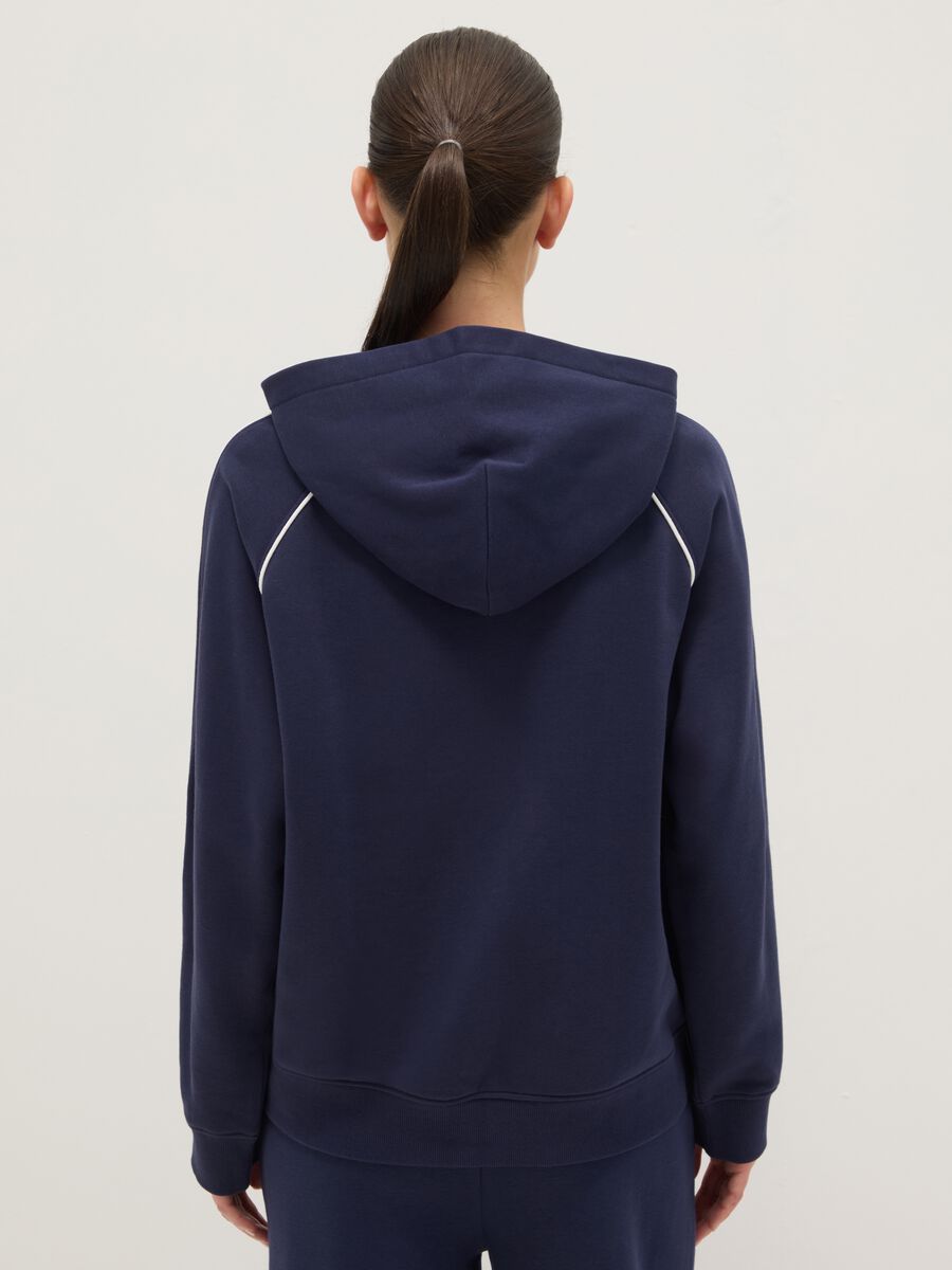 Blue hoodie with zip in cotton blend relaxed fit_3