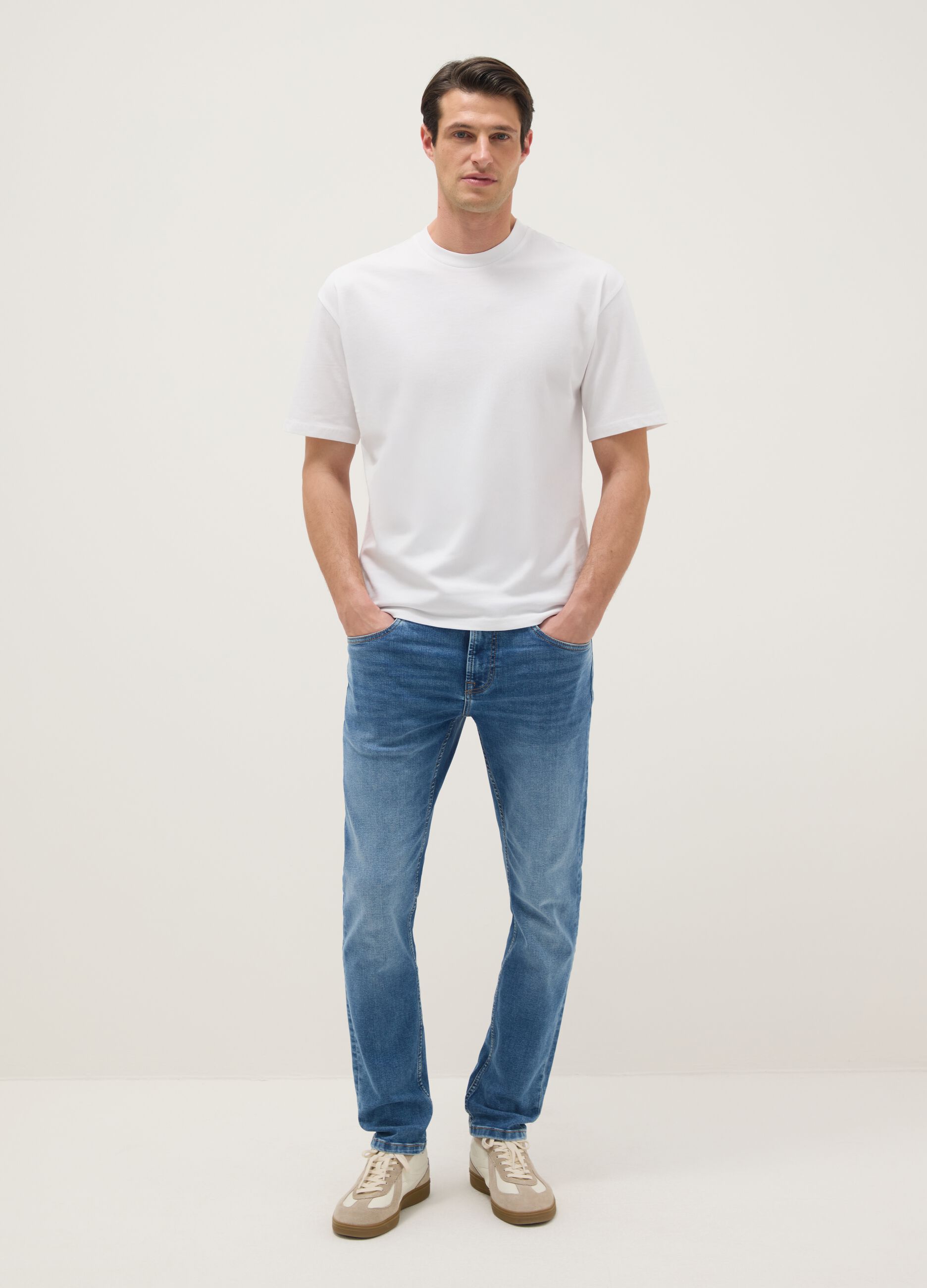 Jean skinny en coton stretch bleu