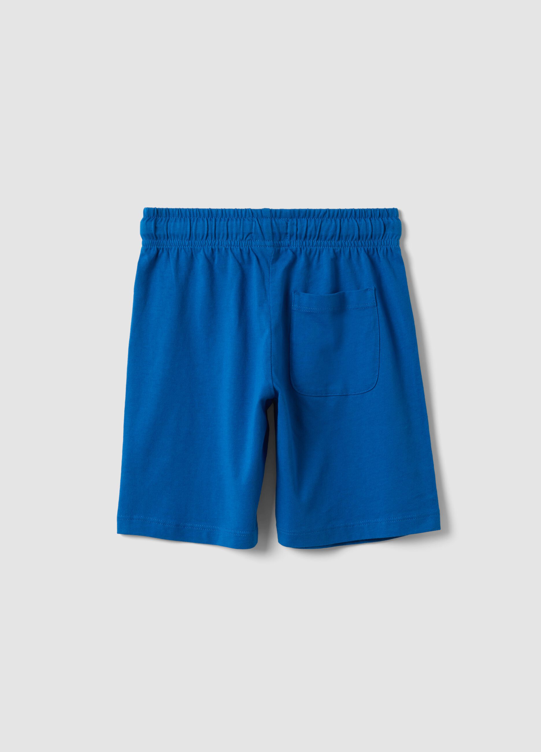 Blue organic cotton shorts with elasticated waist