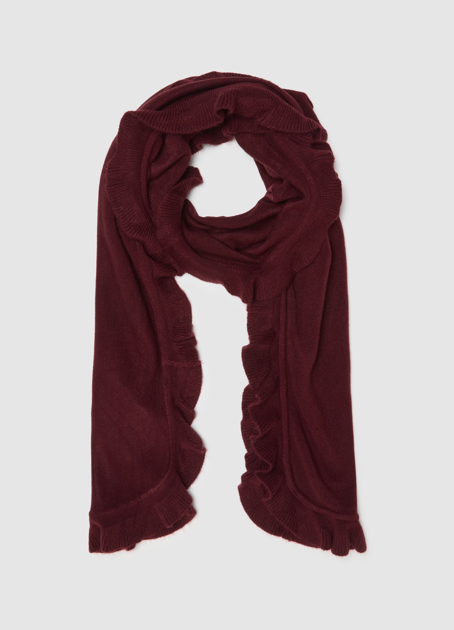 Red scarf with ruffles