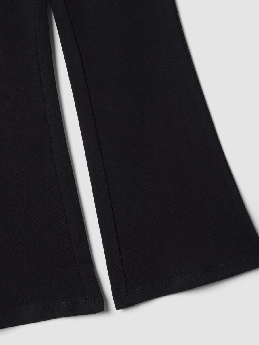 Black flared leggings in stretch organic cotton for girls_3