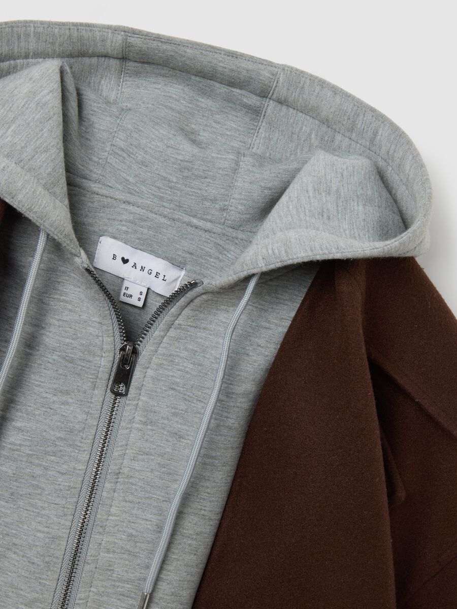 Brown hooded coat with oversized fit_6