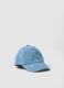Light blue denim baseball cap in pure cotton for baby girls with hearts_0