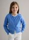 Girls' Regular Fit Blue Pure Cotton Cardigan with Cable Knit_0