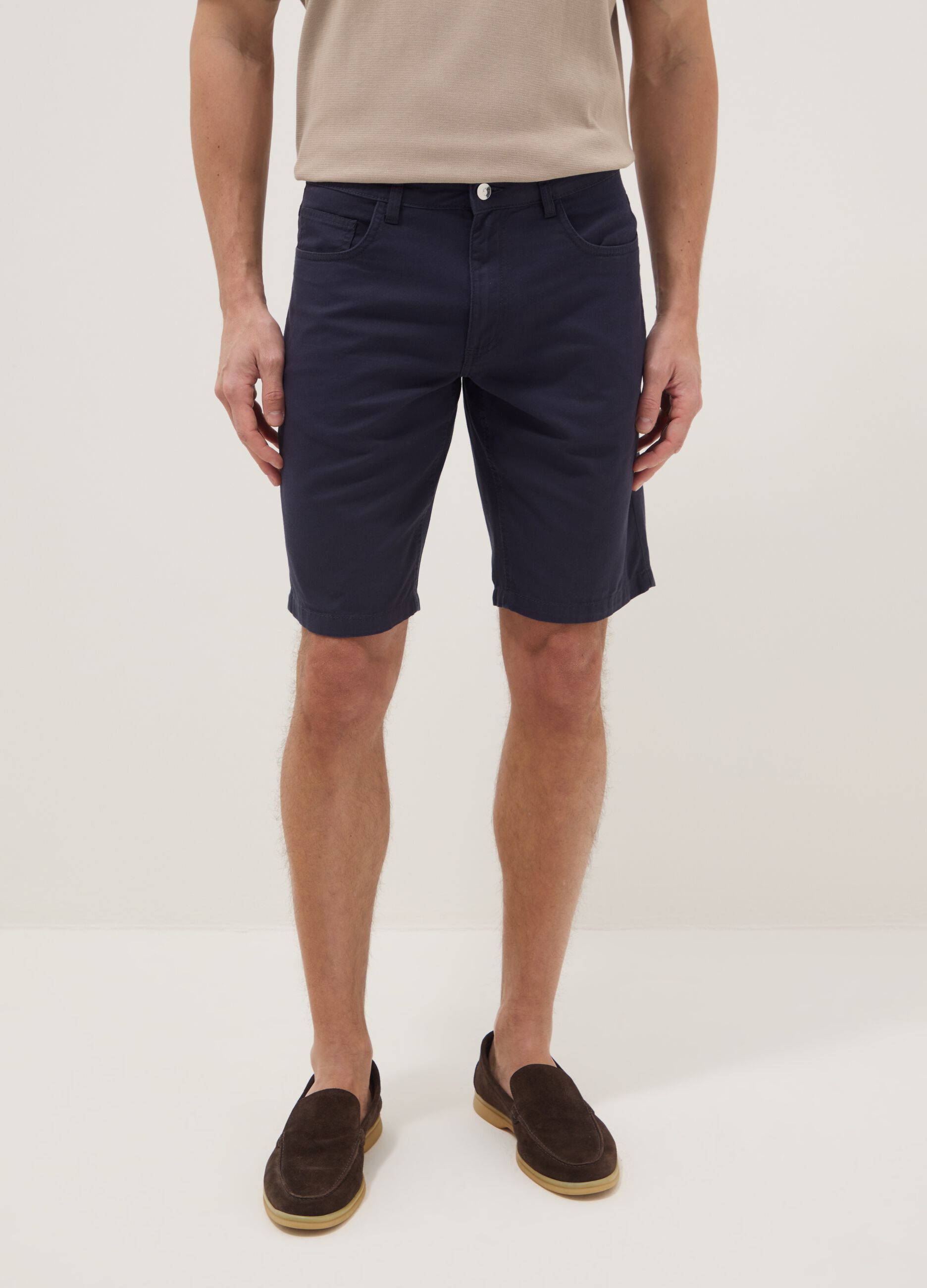 Blue pure cotton regular-fit shorts