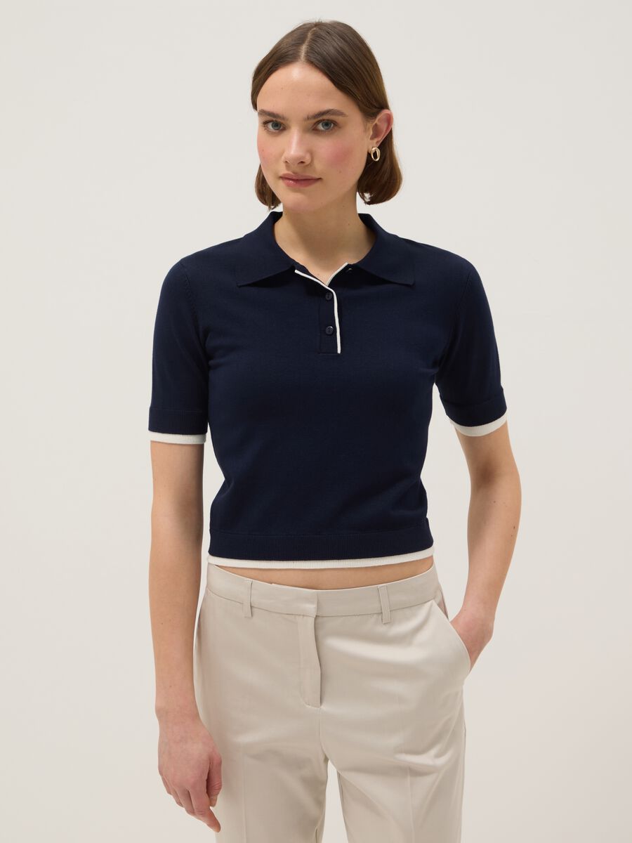Blue regular fit viscose blend polo_0