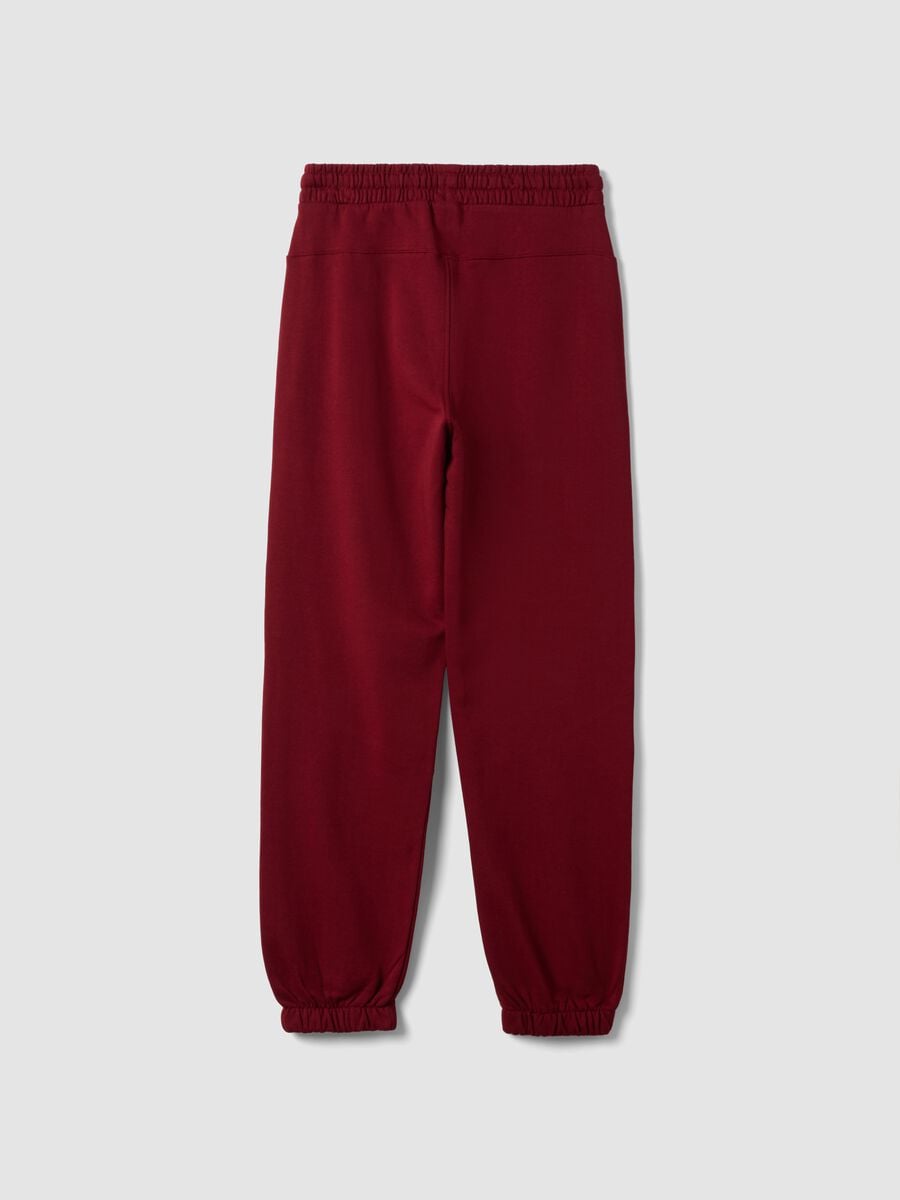 Red relaxed-fit joggers in pure organic cotton with check print_2