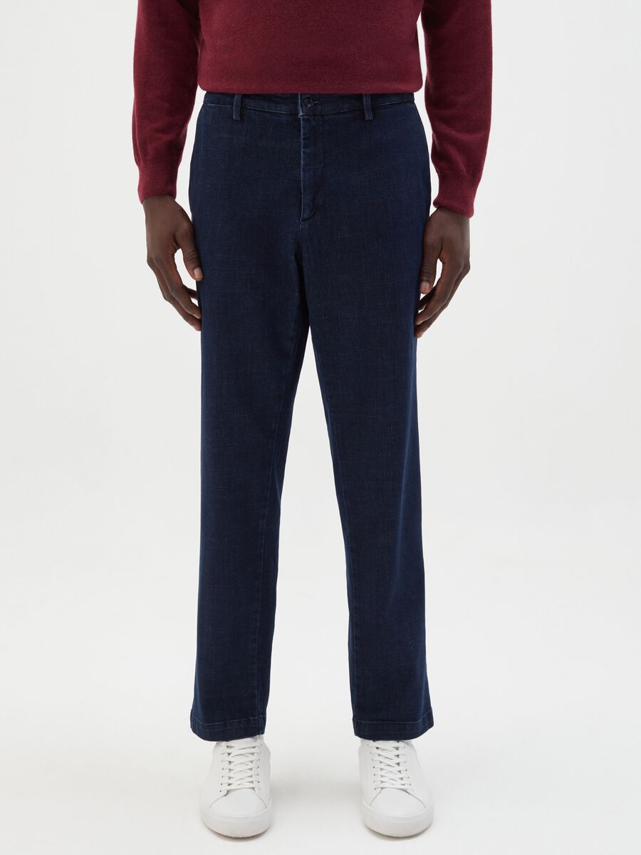 Straight-fit chino trousers in denim_1