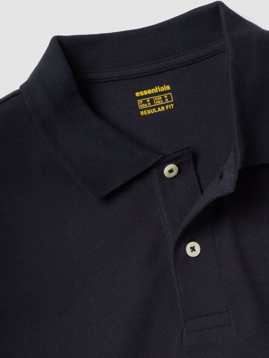 Black pure cotton piqu&eacute; polo shirt with classic collar, regular fit_6