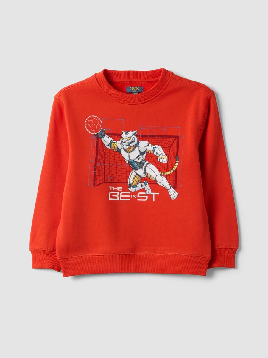 Red organic cotton crew-neck sweatshirt_0