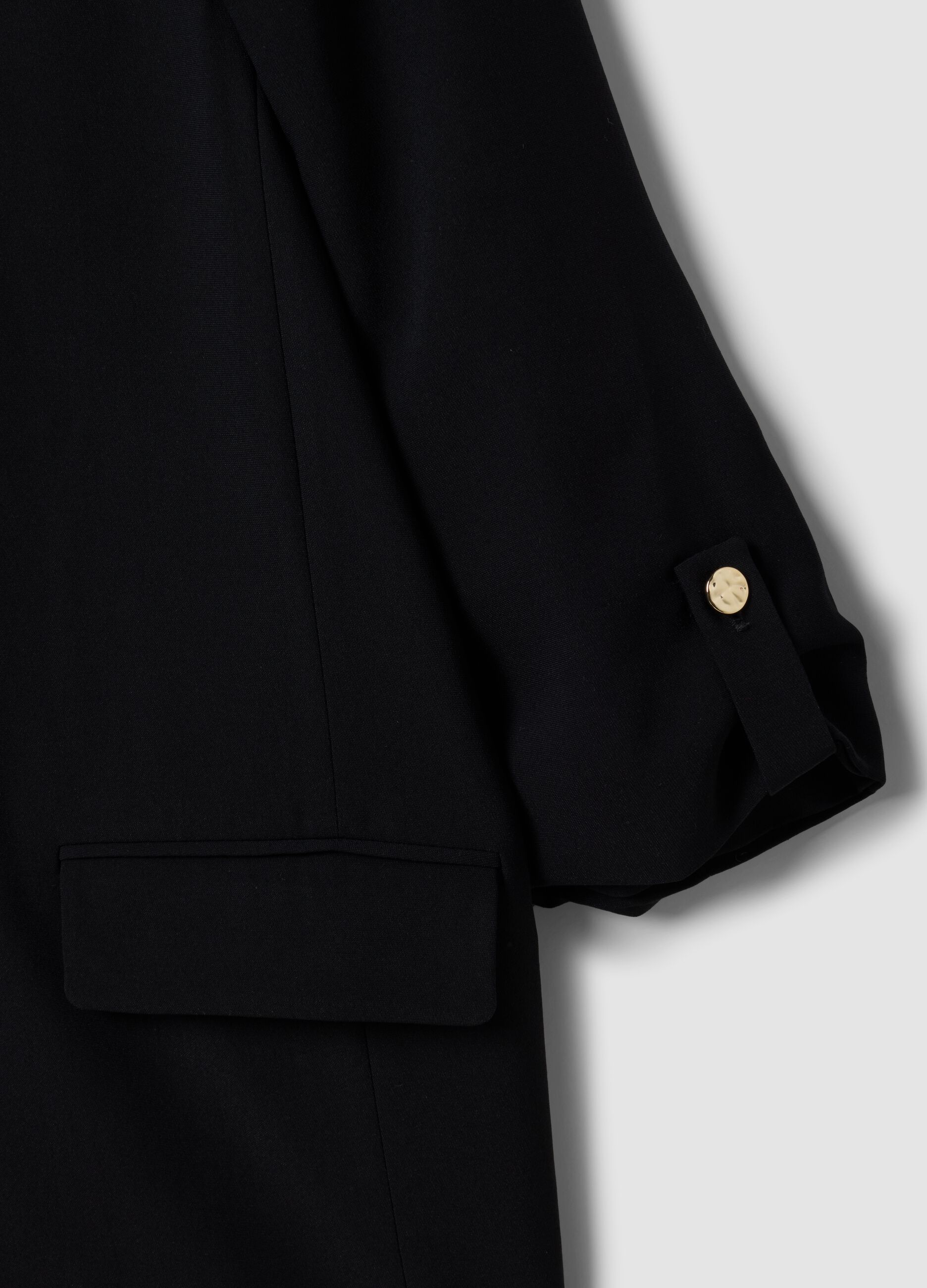 Blazer nero regular fit foderato con rever classico