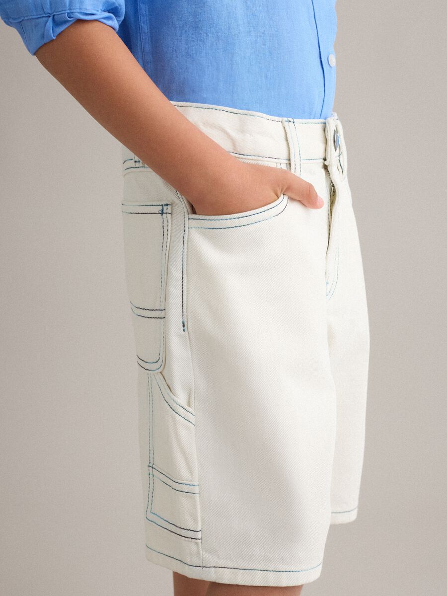 Beige pure cotton shorts_2