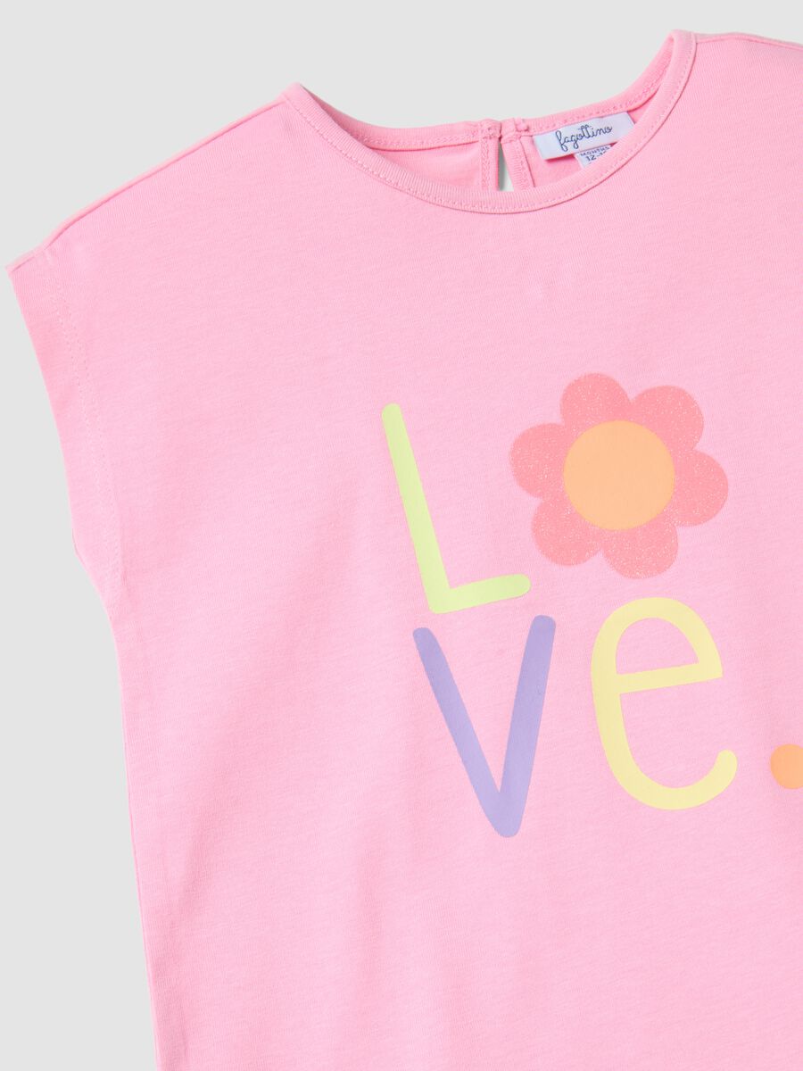 Girls' sleeveless pink pure cotton t-shirt, regular fit_2