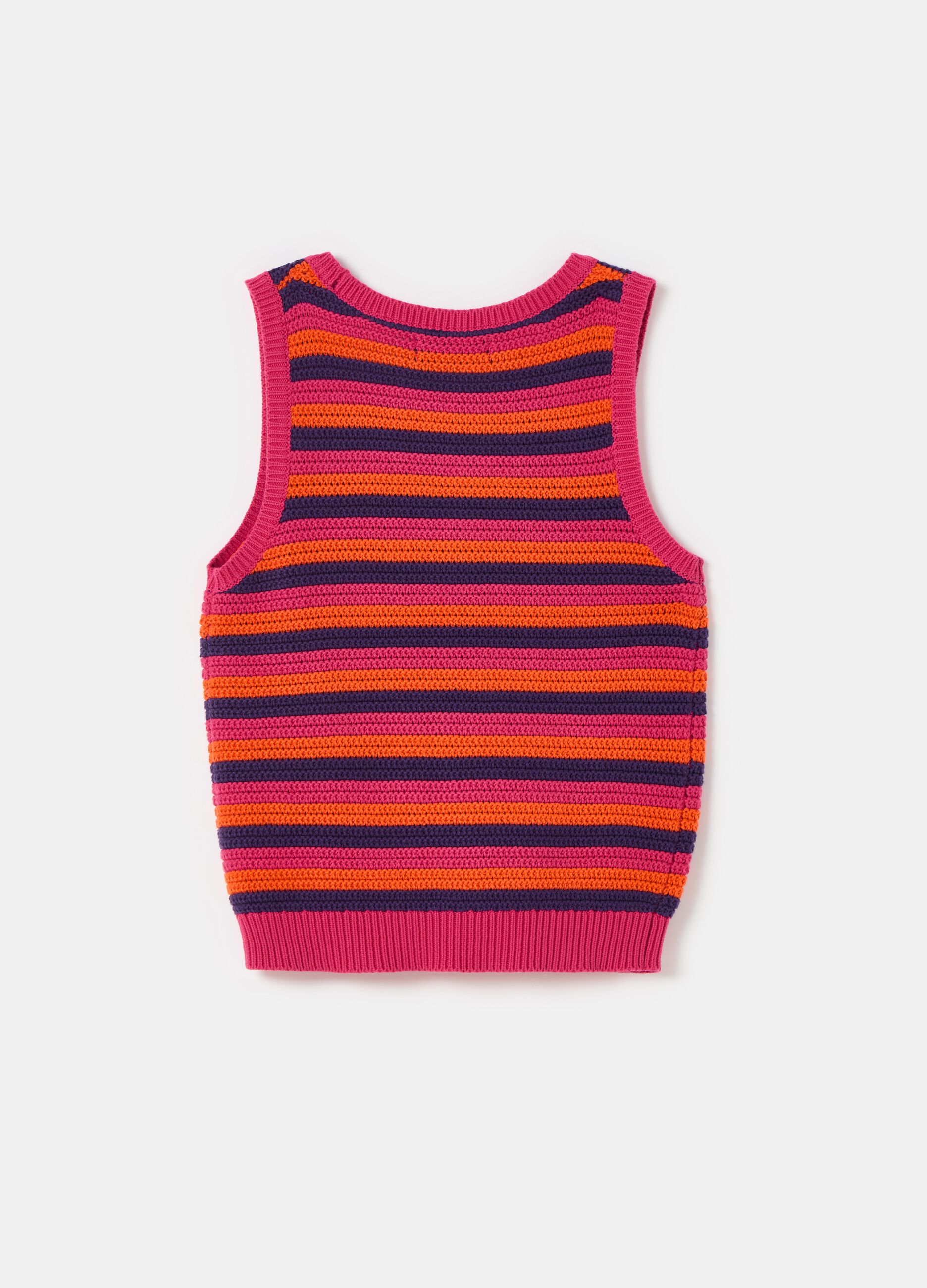 Knit tank top with multicoloured stripes