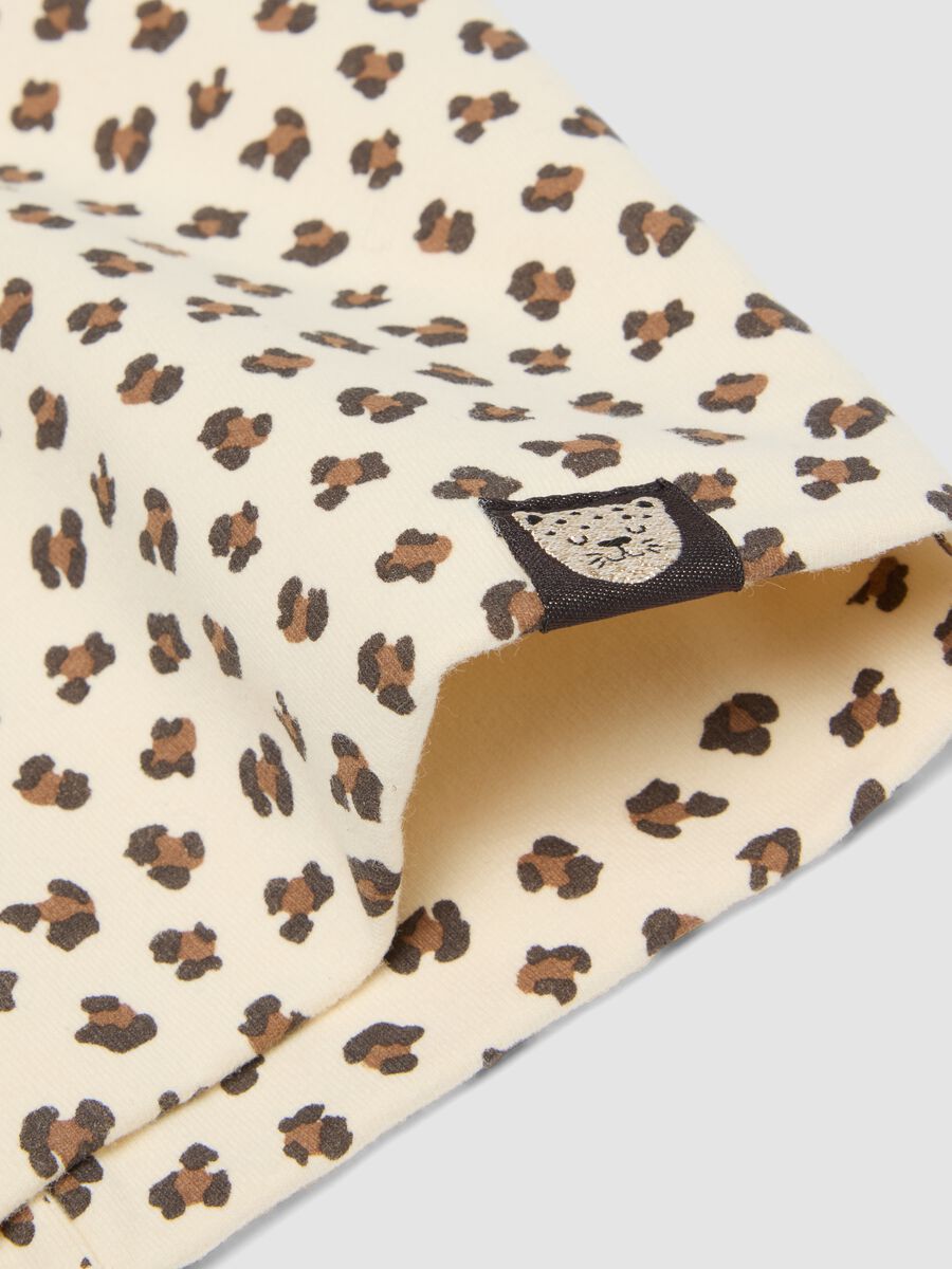 Beige stretch-cotton animal print scarf for girls_2
