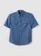 Men's blue shirt in linen and cotton blend_4