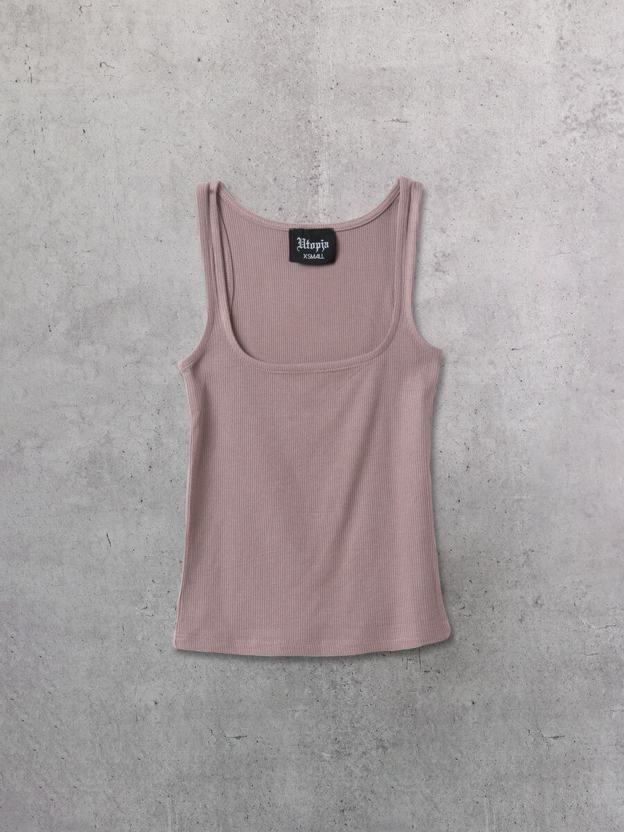 Top bez rukava s kvadratnim izrezom u mocha nijansi_4