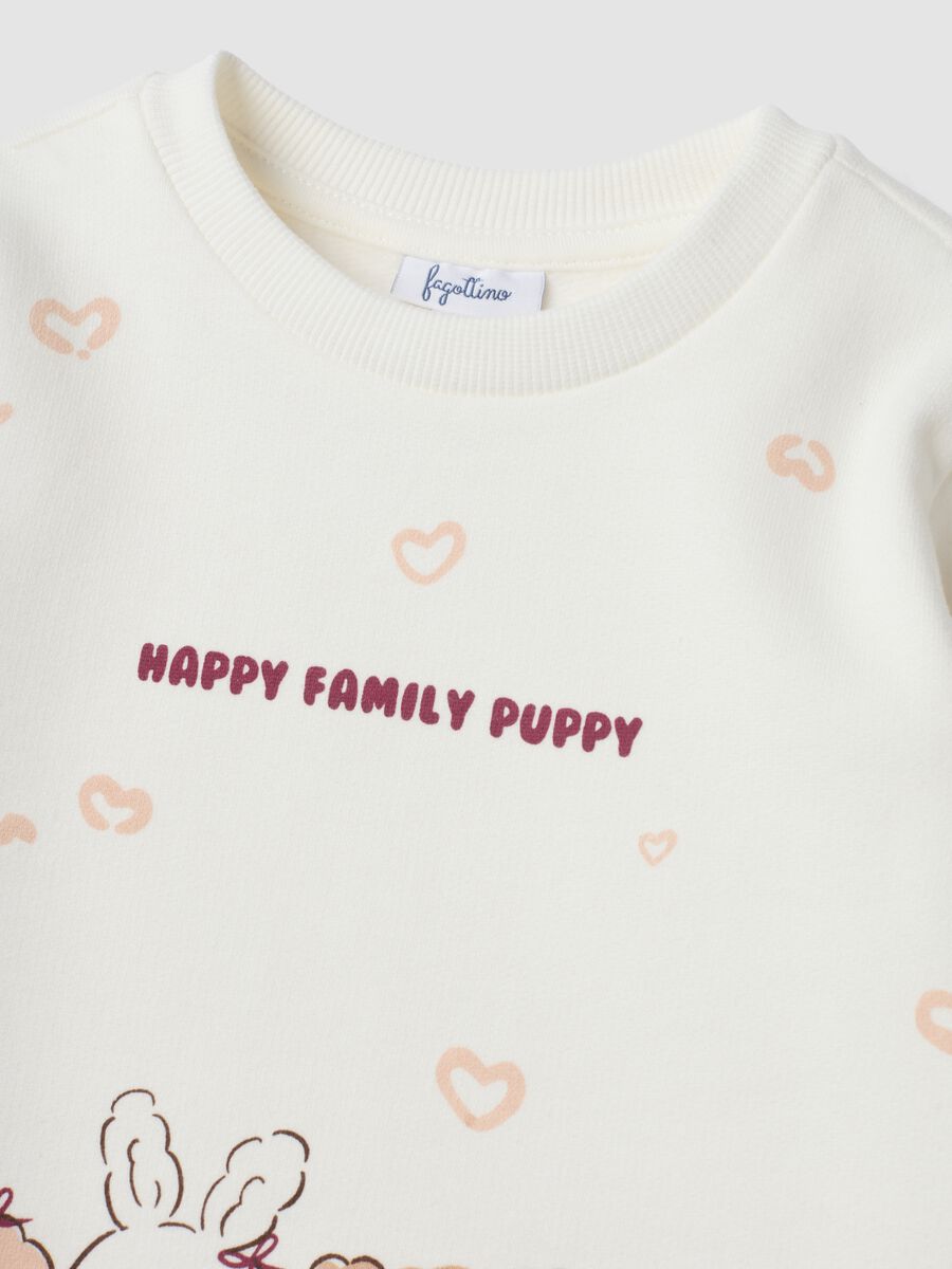 White pure cotton sweatshirt with crew neck and print_2