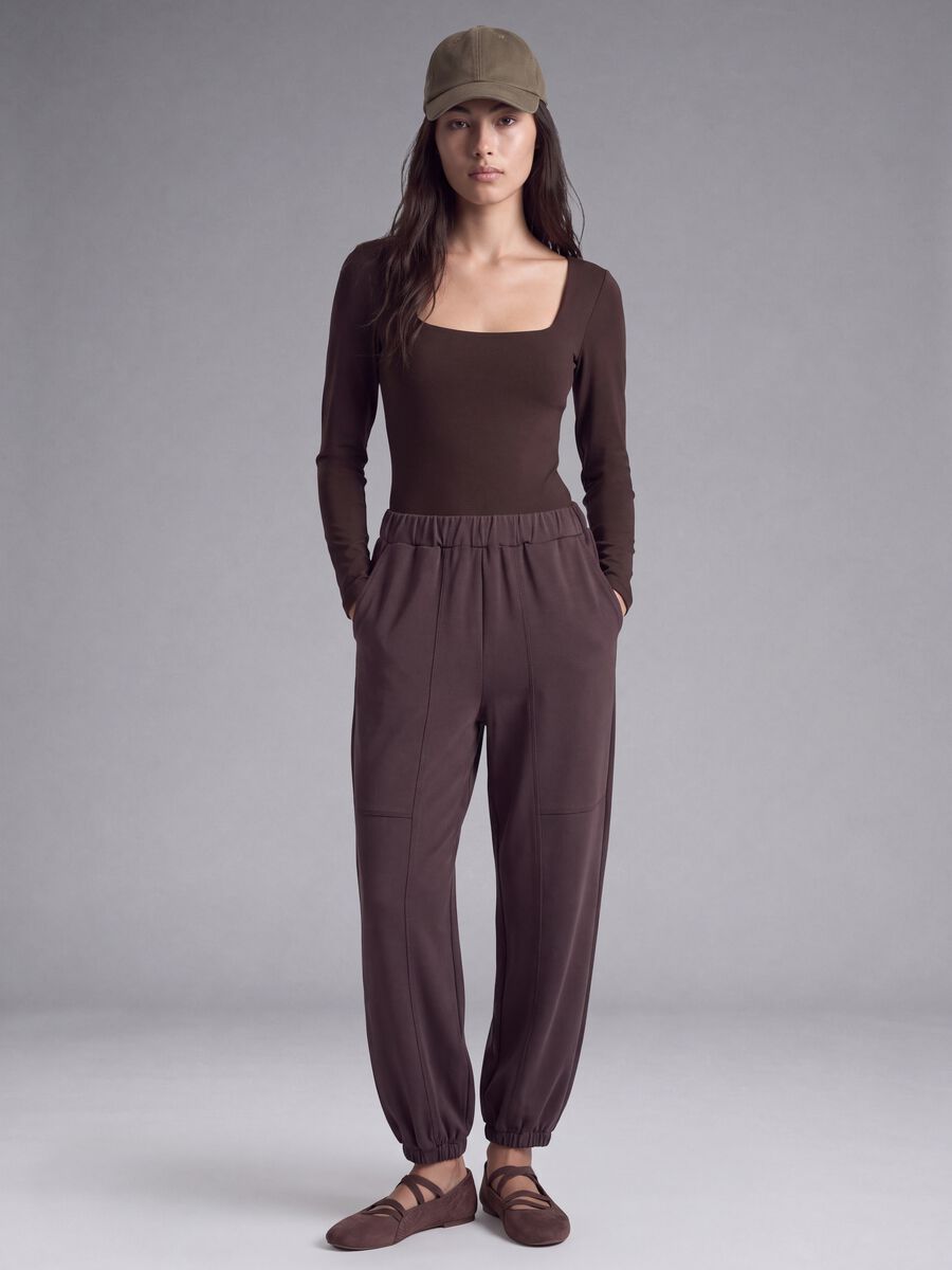 Purple stretch viscose joggers_0