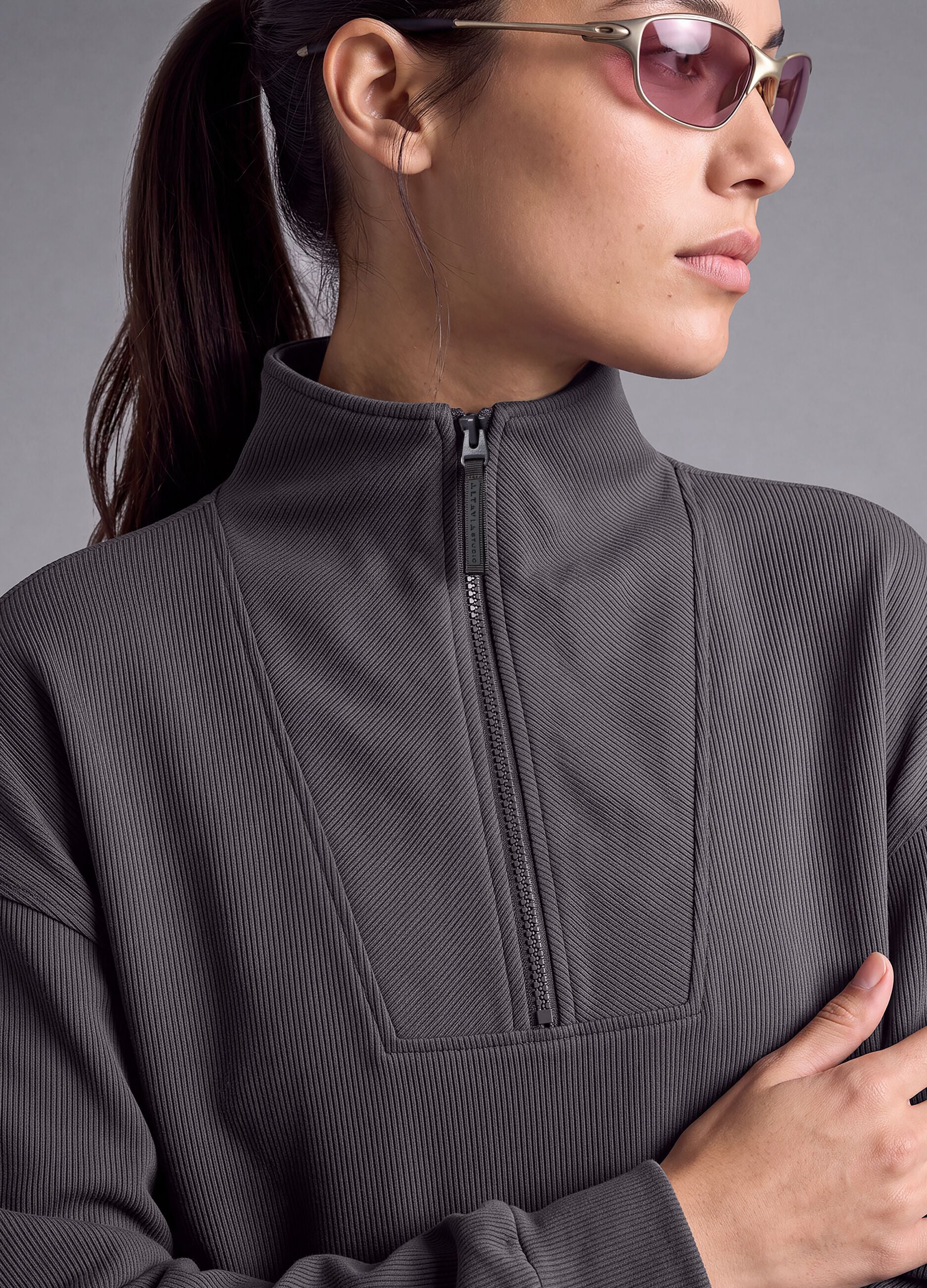 Grey stretch modal crew-neck sweatshirt ALTAVIA STUDIO