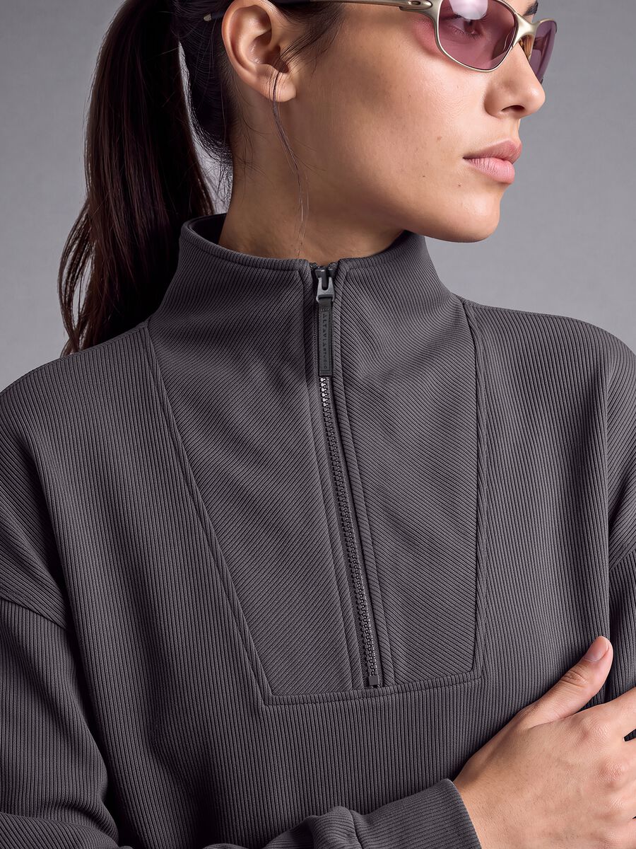 Grey stretch modal crew-neck sweatshirt ALTAVIA STUDIO_2