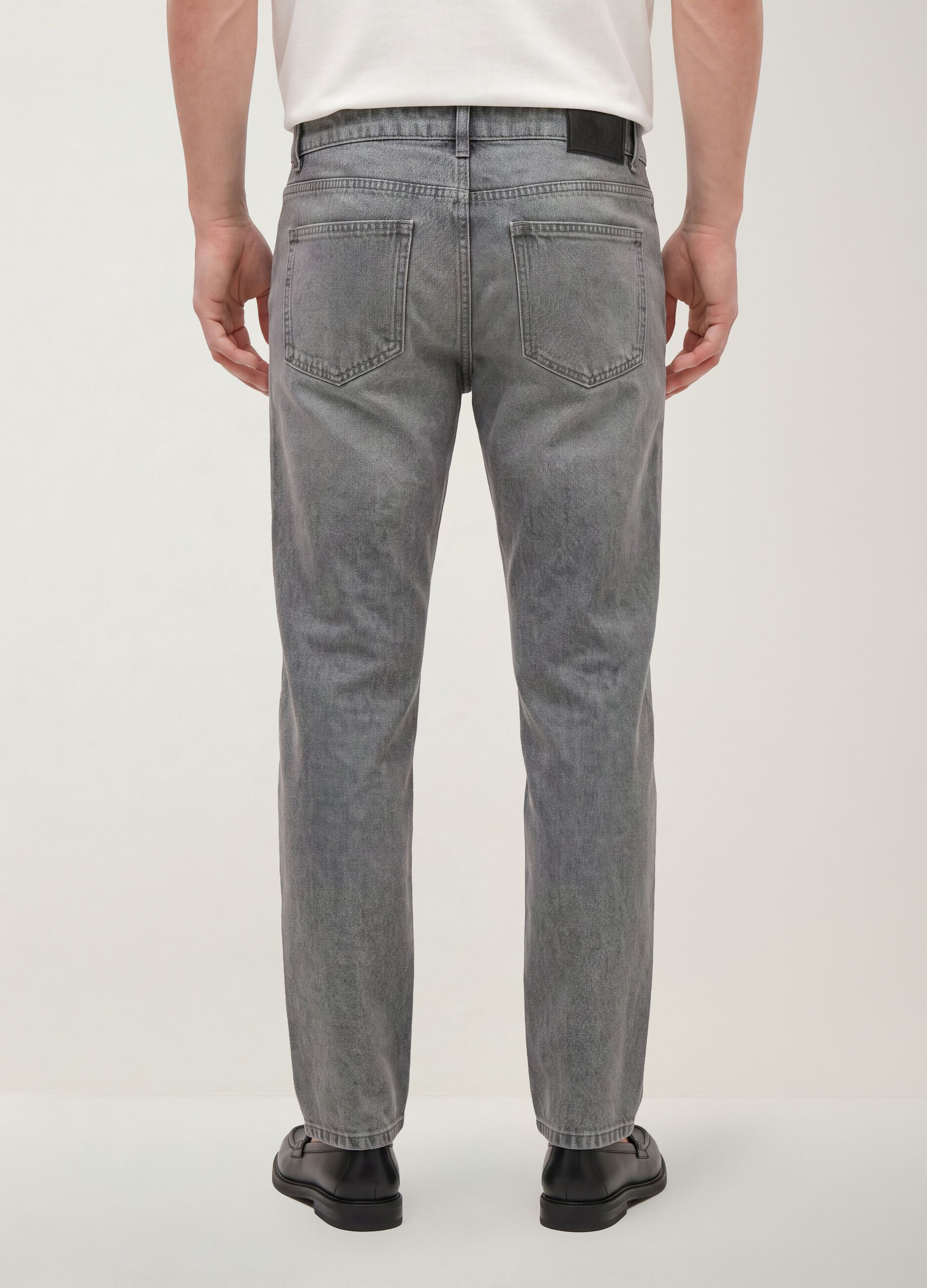 Grey slim-fit jeans in cotton and viscose blend