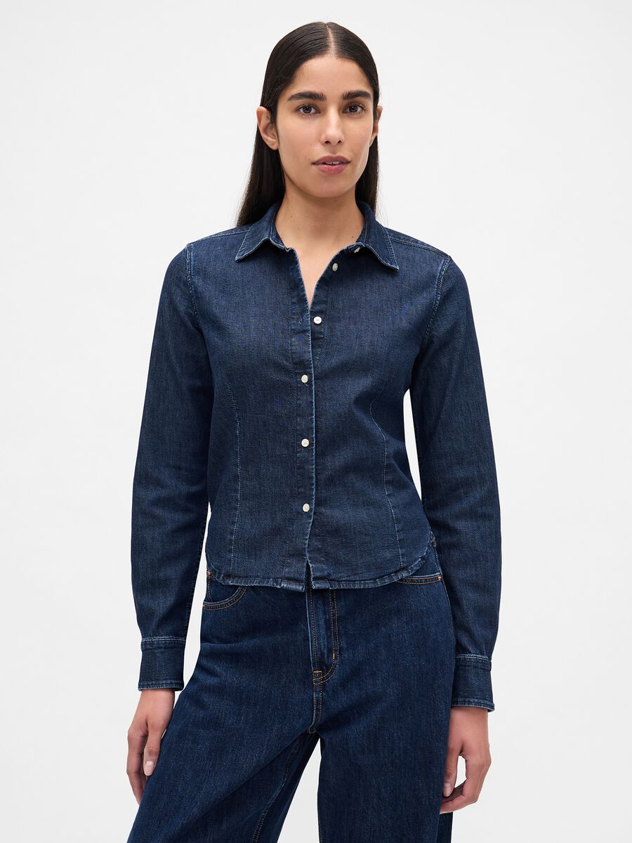 Stretch Long Sleeve Denim Shirt_0