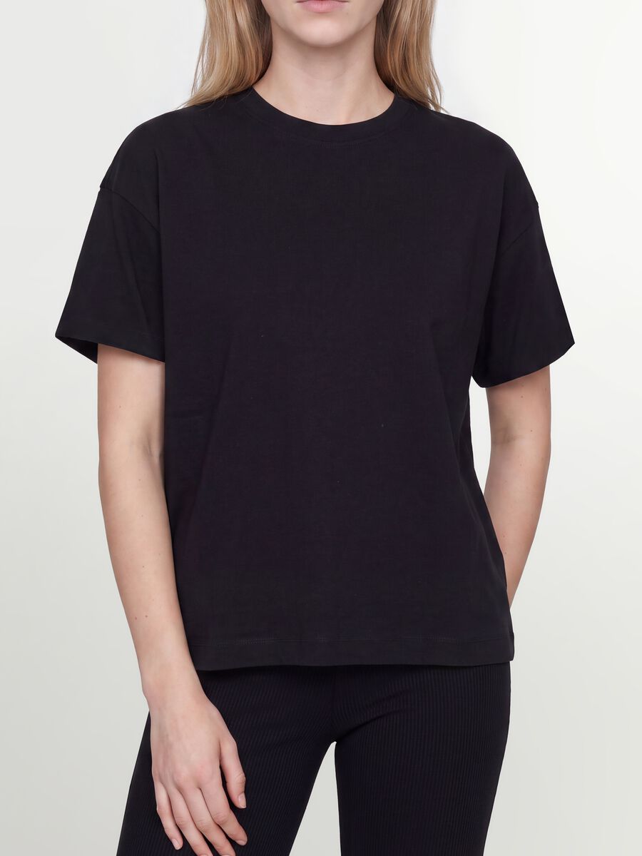 Black oversized pure cotton short-sleeve T-shirt_4