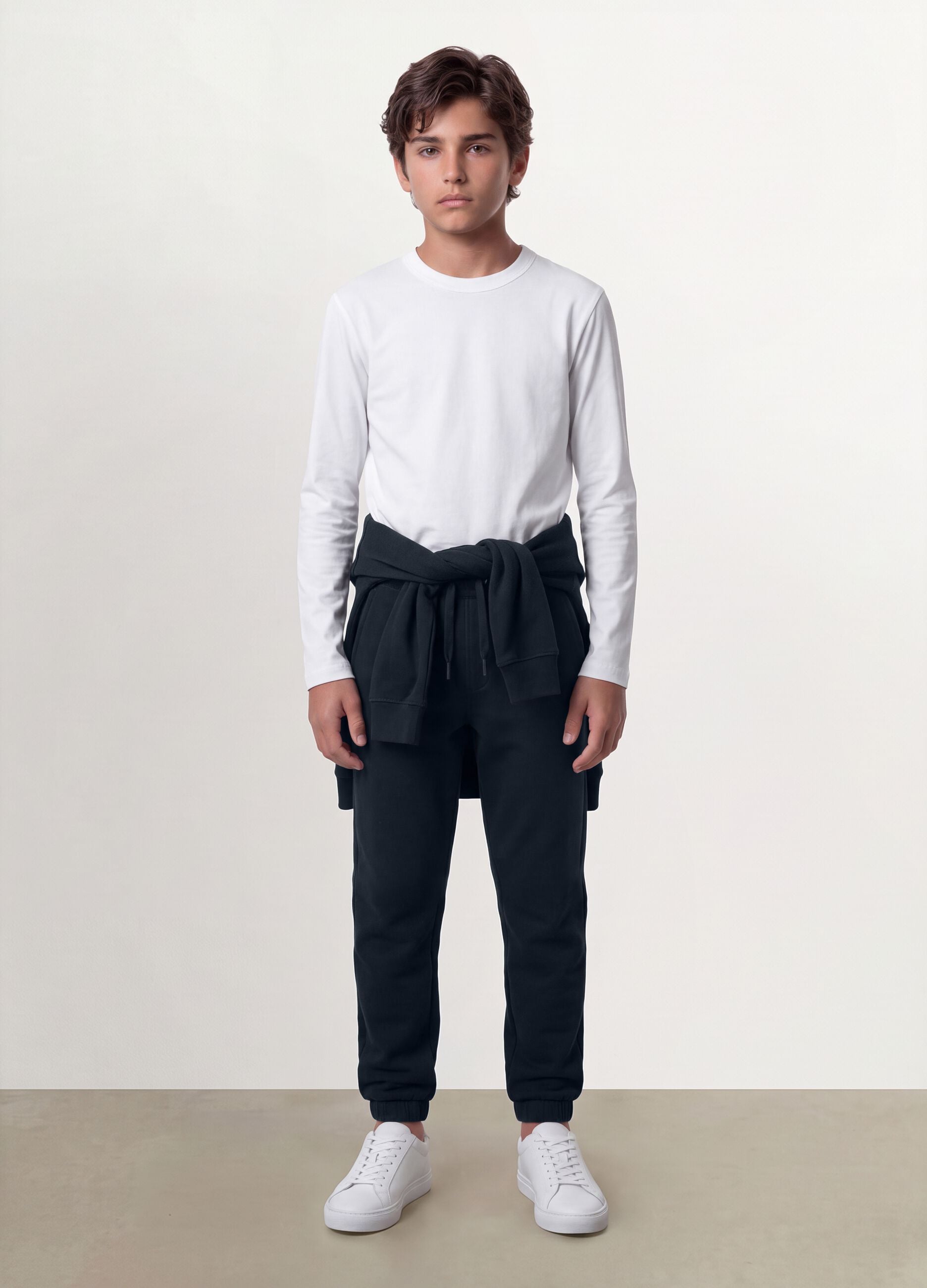 Navy organic cotton joggers with drawstring for boys