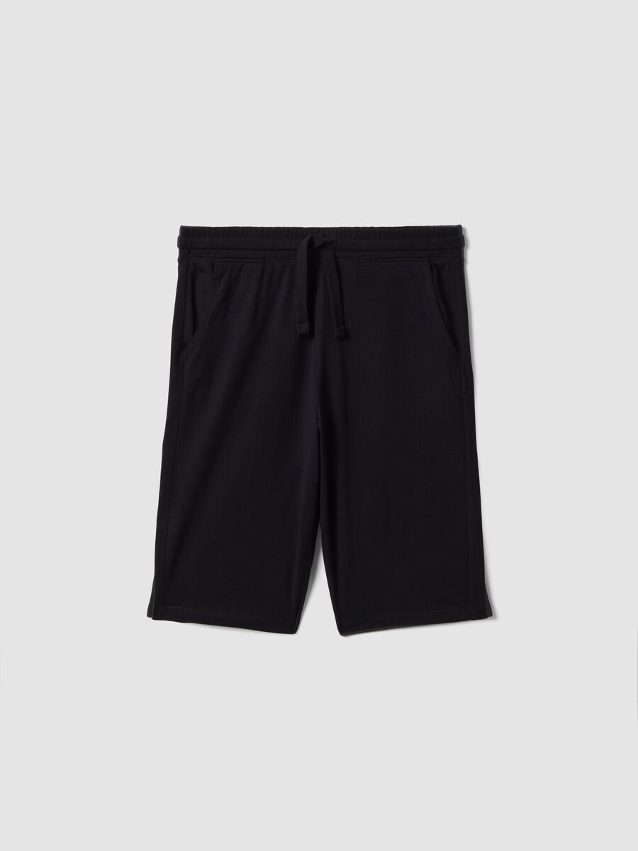 Pantal&oacute;n corto negro de puro algod&oacute;n para ni&ntilde;o, corte comfort_3