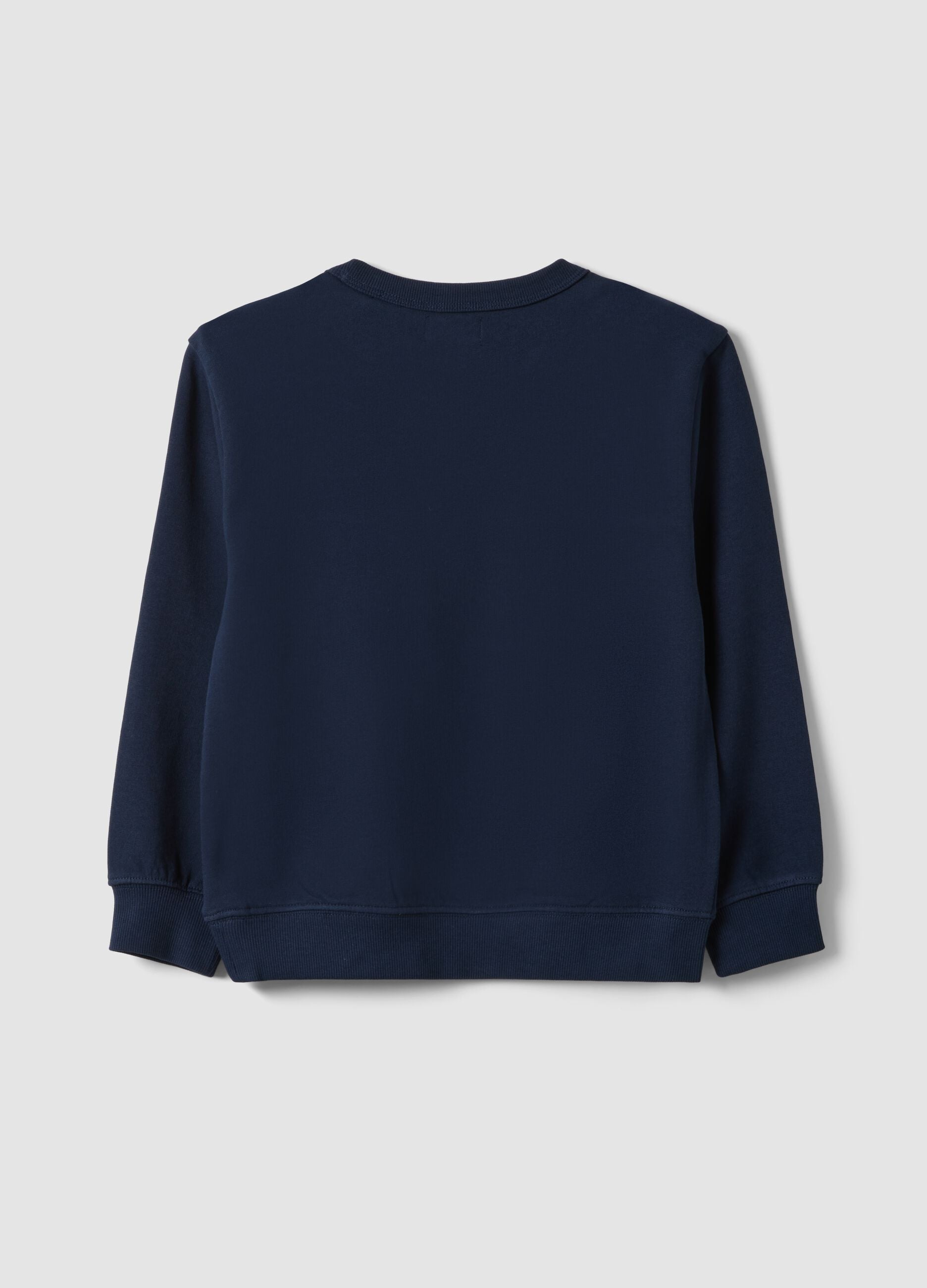 Blue organic cotton sweatshirt with print for boys, relaxed fit