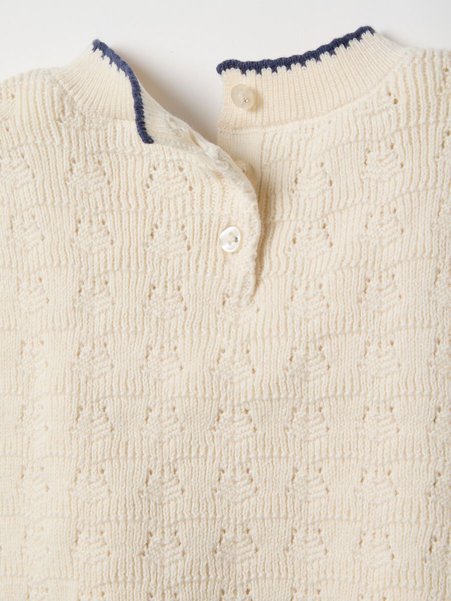 Beige pure cotton regular fit waistcoat for baby girl_3