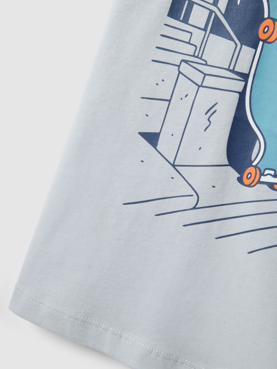 Blue pure cotton oversized fit kids' T-shirt with print_3