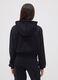 Short black pure cotton hoodie with crew neck for girls_2