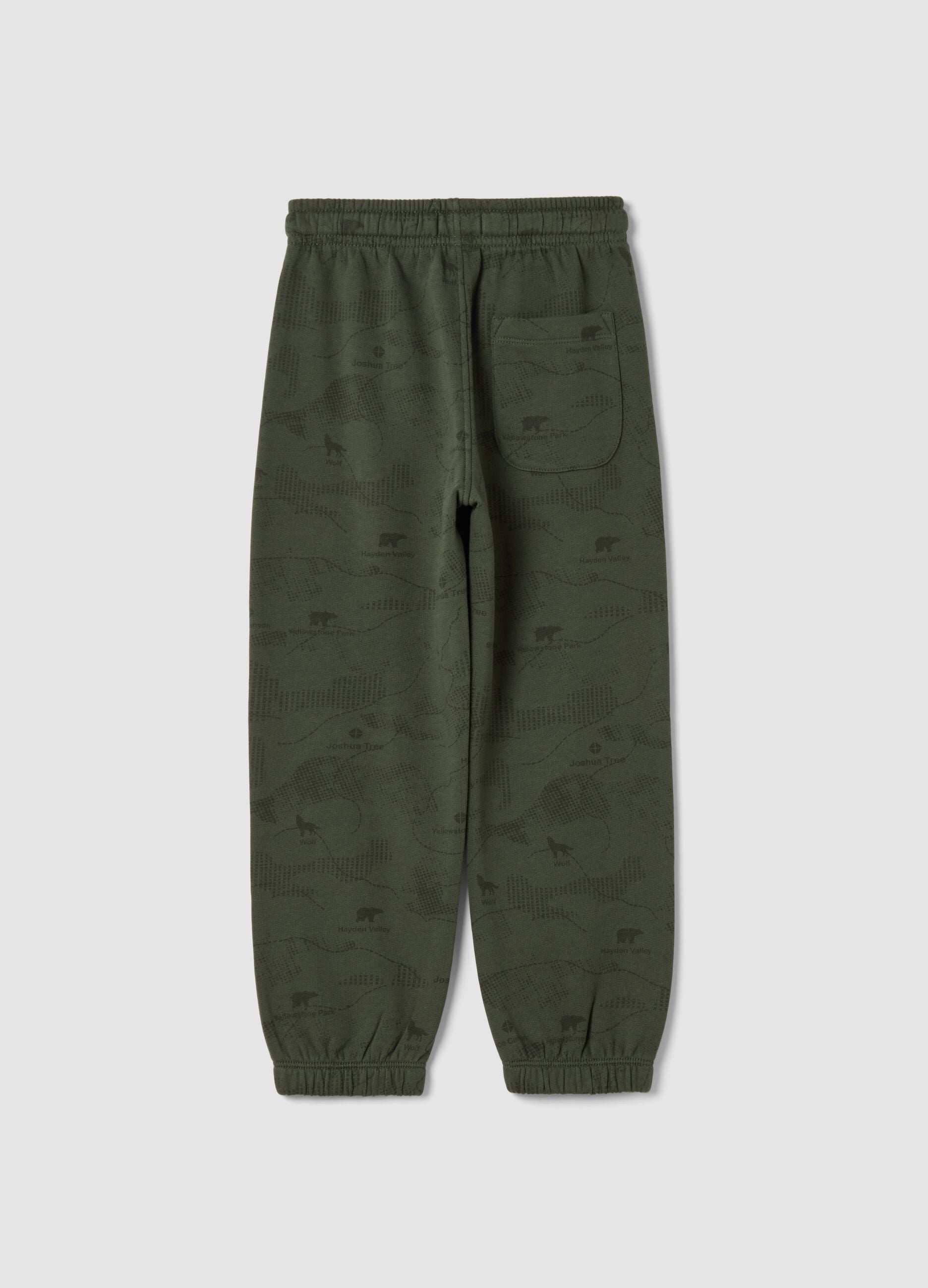 Pantaloni jogger verdi in puro cotone organico over fit