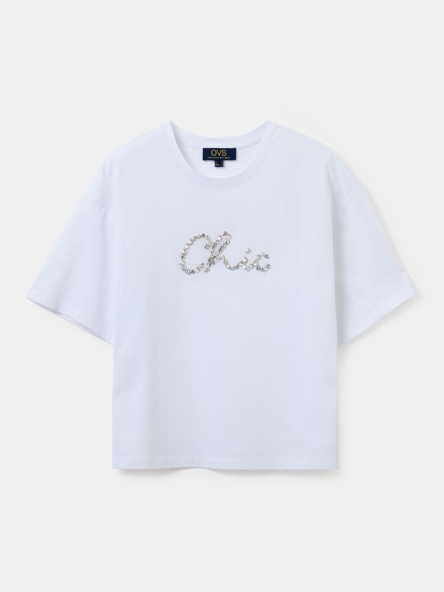 Boxy-fit T-shirt in cotton with gems_4
