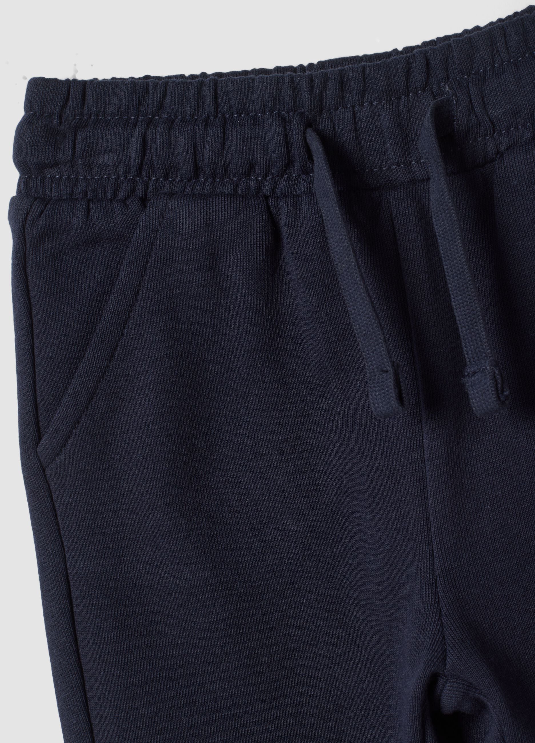Blue pure cotton jogger trousers, regular fit