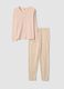 Pink pure cotton pyjamas with regular fit and Henley neckline_4