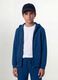 Sweatshirt azul com capuz para rapaz em algod&atilde;o org&acirc;nico, corte regular_0