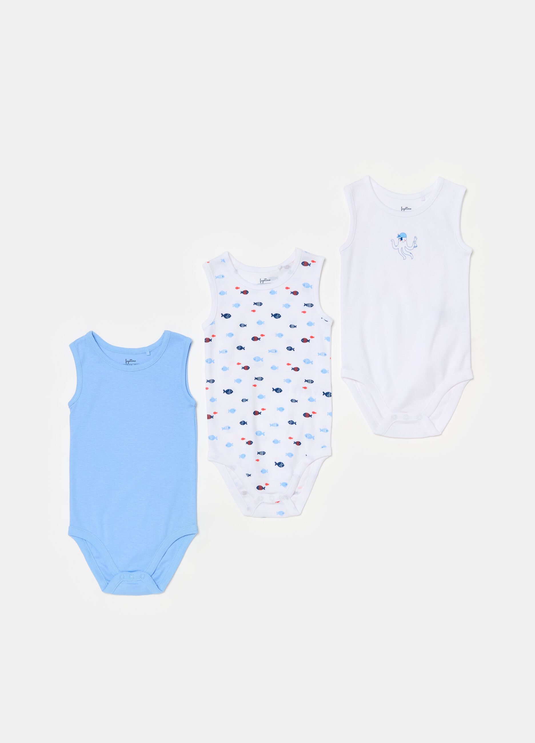 Three-pack bodysuits in organic cotton with print