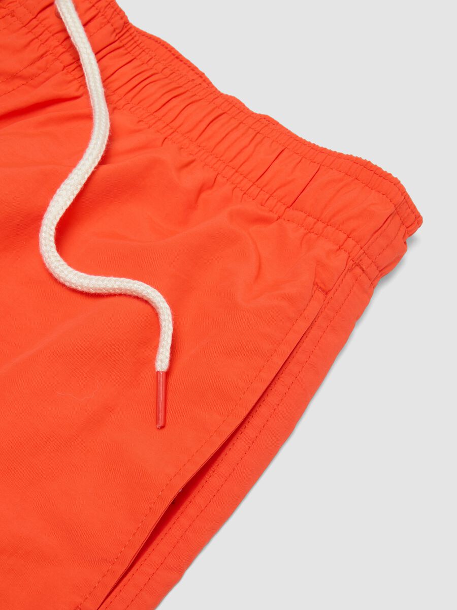 Orange swim shorts with elasticated waistband and drawstring_5