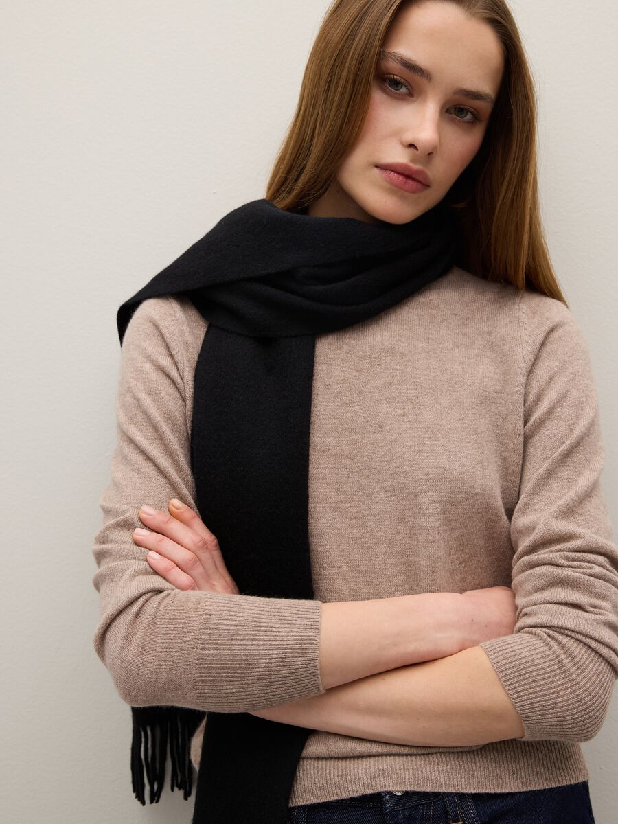 Beige crew-neck pure cashmere sweater regular fit_0