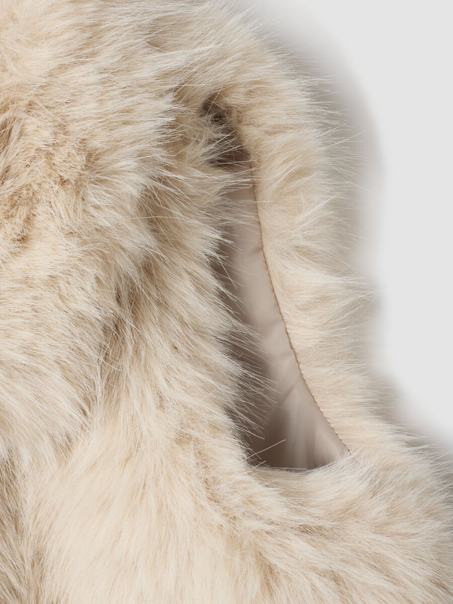 Beige gilet with wide collar and teddy effect_3