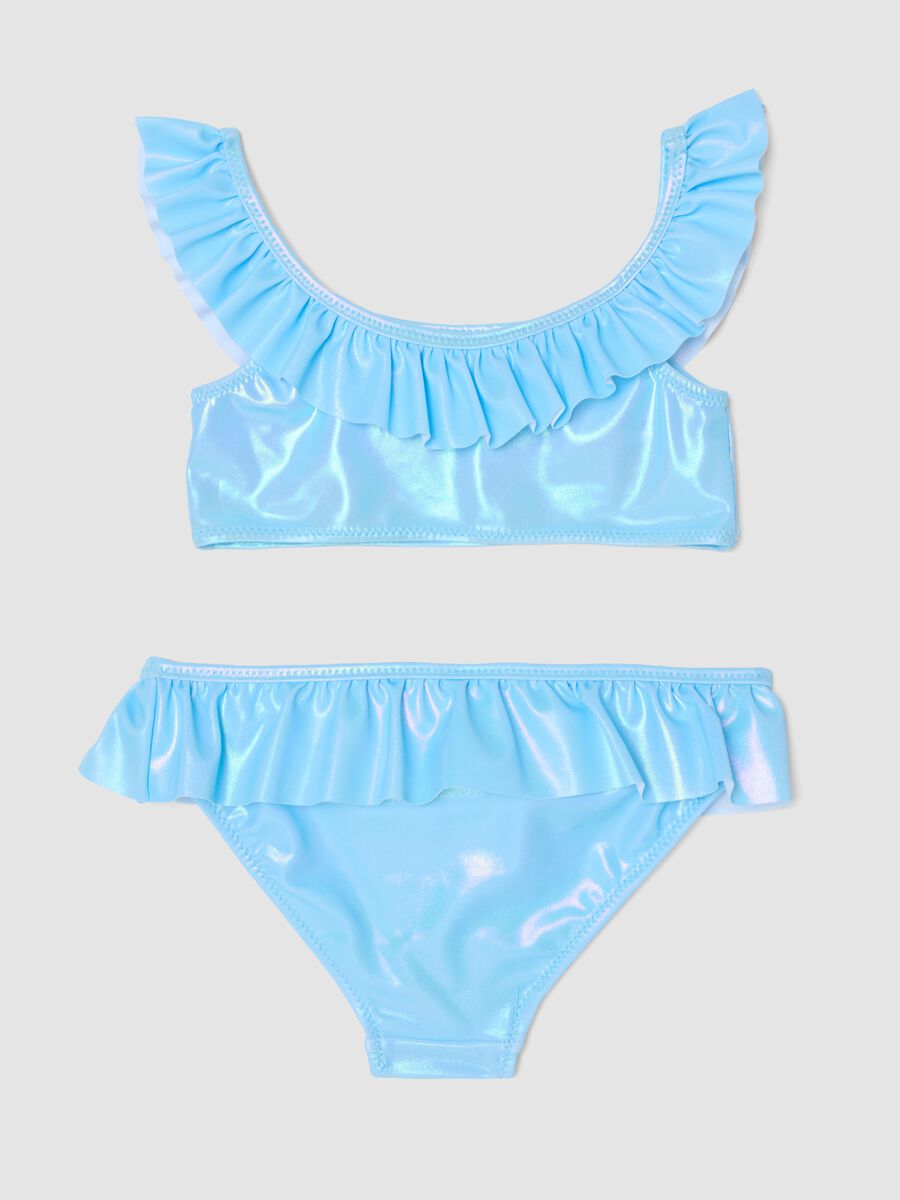 Blue stretch bikini with frills_1