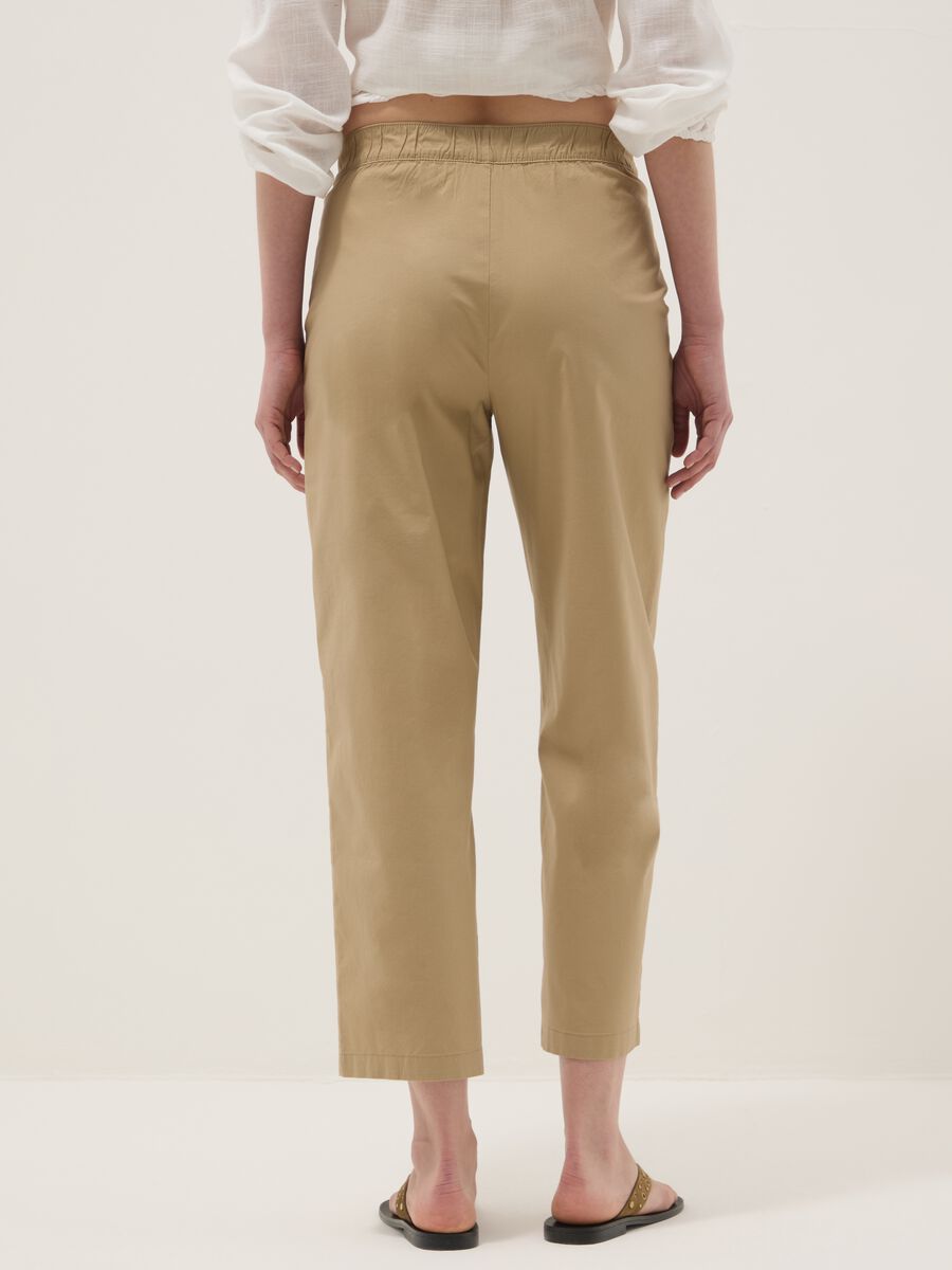 Beige stretch-cotton trousers with elasticated waistband_2