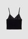 Black fitted stretch-fabric top with thin straps_2